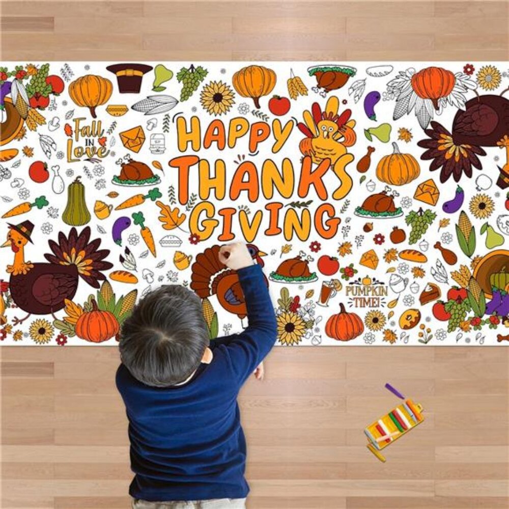 Thanksgiving Giant Coloring Poster/Tablecloth-Thanksgiving Crafts for Kids